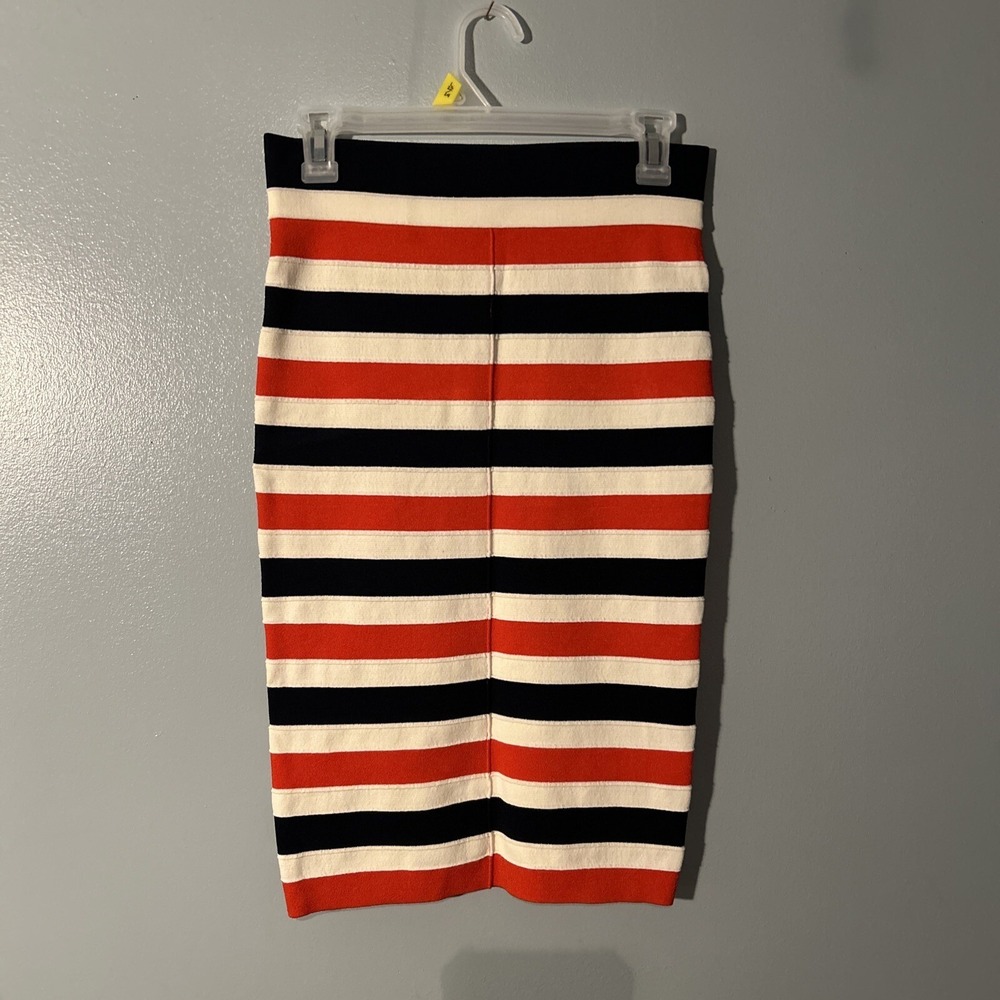 Juicy Couture Striped Pencil Bandage Skirt Navy White Orange Size Large